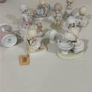 Precious Moments Pastel White and Soft Pink Porcelain Figurine Set